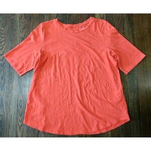 Eileen Fisher Women's T-Shirt 100% Organic Cotton Size Large Orange Short Sleeve
